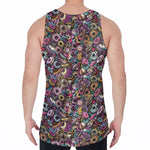 Graffiti Donut Pattern Print Men's Velvet Tank Top