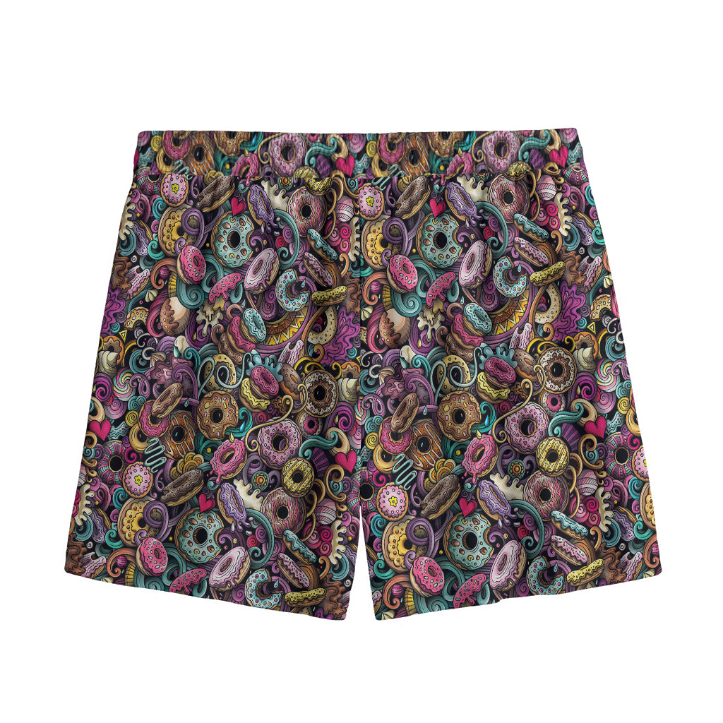 Graffiti Donut Pattern Print Mesh Shorts