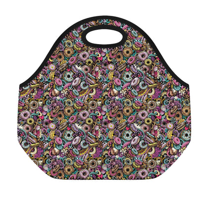 Graffiti Donut Pattern Print Neoprene Lunch Bag