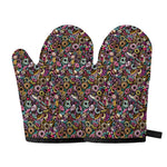 Graffiti Donut Pattern Print Oven Mitts
