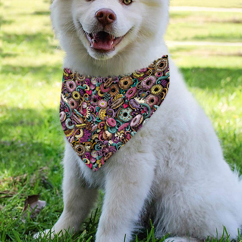 Graffiti Donut Pattern Print Over The Collar Dog Bandana