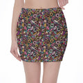 Graffiti Donut Pattern Print Pencil Mini Skirt