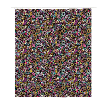 Graffiti Donut Pattern Print Polyester Shower Curtain