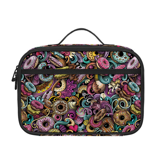 Graffiti Donut Pattern Print Portable Lunch Bag