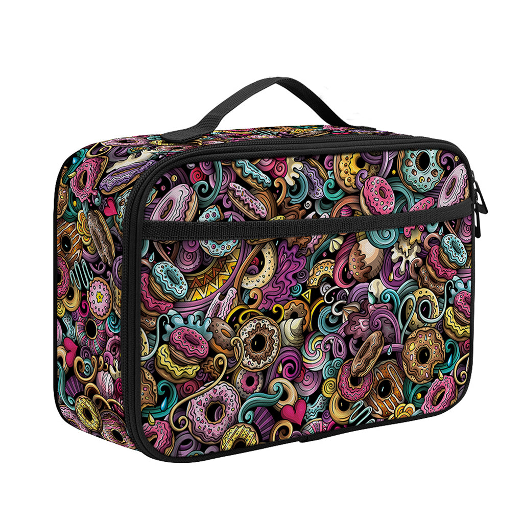 Graffiti Donut Pattern Print Portable Lunch Bag