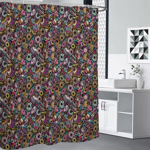 Graffiti Donut Pattern Print Premium Shower Curtain