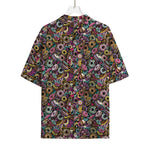 Graffiti Donut Pattern Print Rayon Hawaiian Shirt