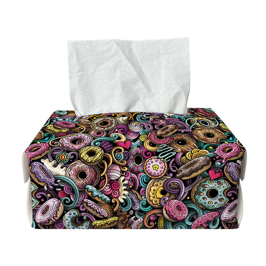 Graffiti Donut Pattern Print Rectangle Tissue Box Cover