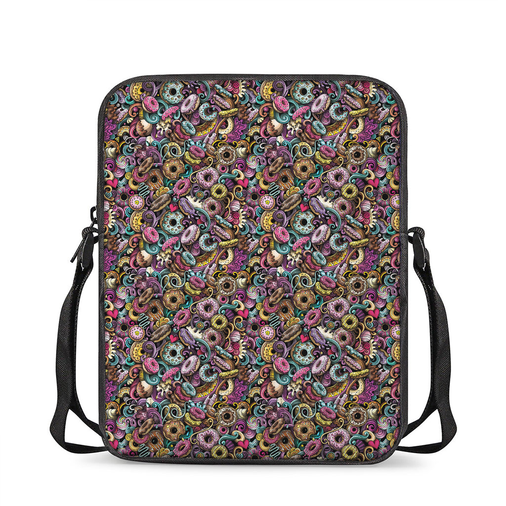 Graffiti Donut Pattern Print Rectangular Crossbody Bag