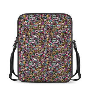 Graffiti Donut Pattern Print Rectangular Crossbody Bag