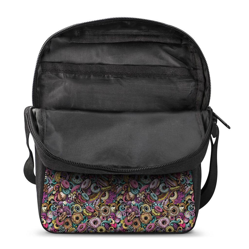 Graffiti Donut Pattern Print Rectangular Crossbody Bag