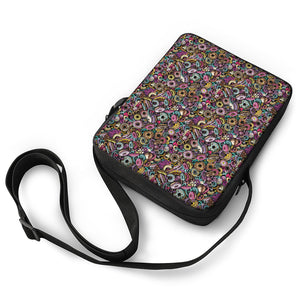 Graffiti Donut Pattern Print Rectangular Crossbody Bag