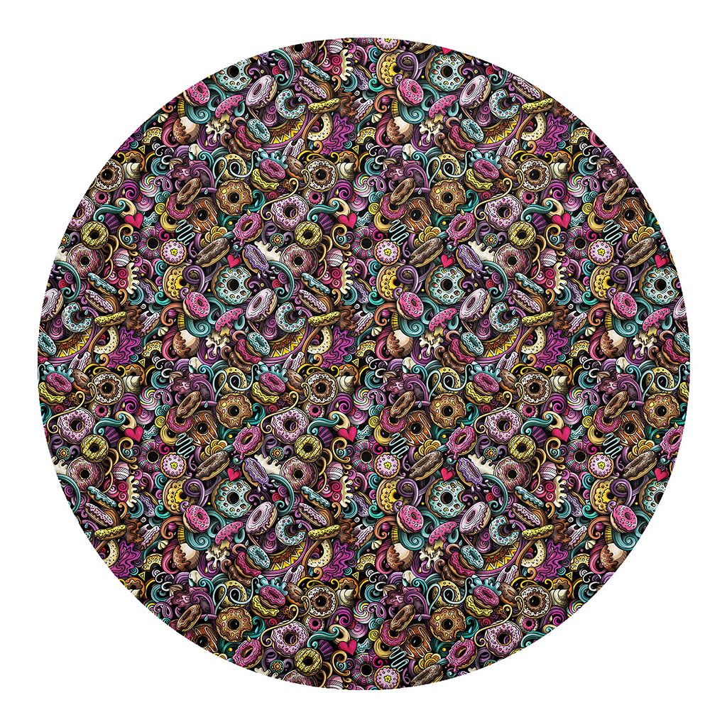 Graffiti Donut Pattern Print Round Blanket