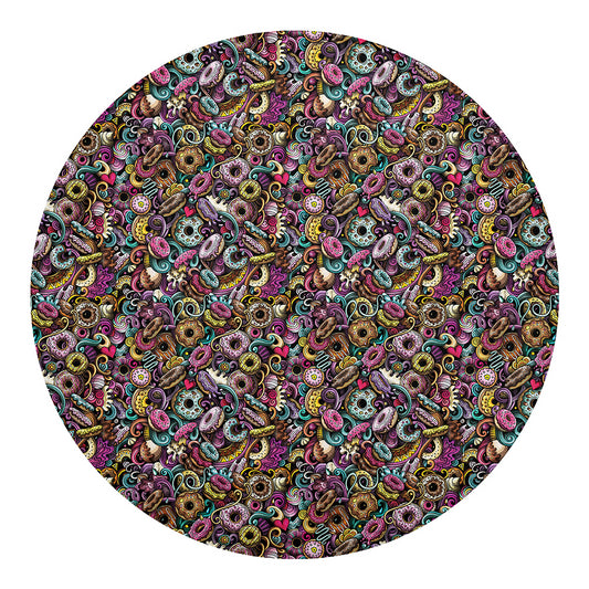 Graffiti Donut Pattern Print Round Blanket