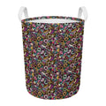 Graffiti Donut Pattern Print Round Laundry Basket