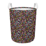Graffiti Donut Pattern Print Round Laundry Basket