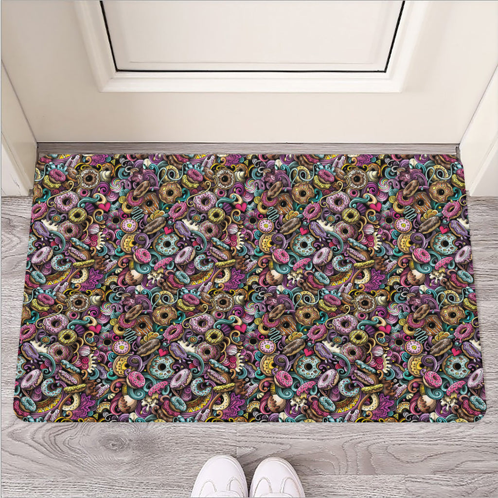 Graffiti Donut Pattern Print Rubber Doormat