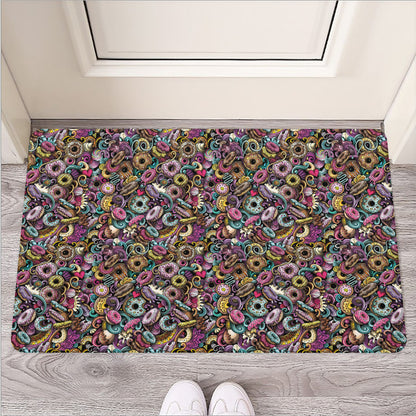 Graffiti Donut Pattern Print Rubber Doormat