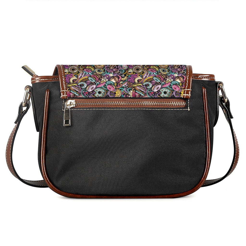 Graffiti Donut Pattern Print Saddle Bag