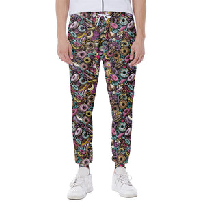 Graffiti Donut Pattern Print Scuba Joggers