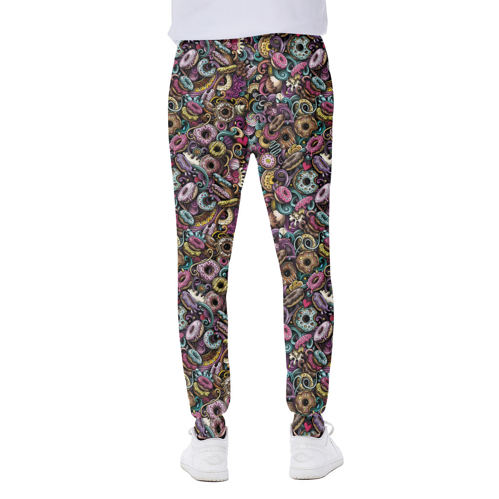 Graffiti Donut Pattern Print Scuba Joggers