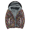 Graffiti Donut Pattern Print Sherpa Lined Zip Up Hoodie