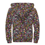 Graffiti Donut Pattern Print Sherpa Lined Zip Up Hoodie