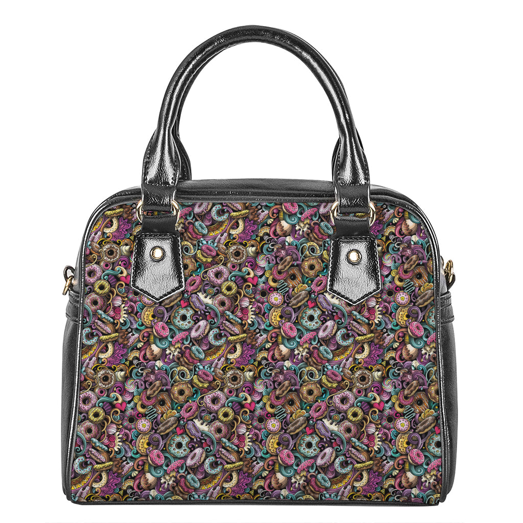 Graffiti Donut Pattern Print Shoulder Handbag