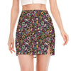 Graffiti Donut Pattern Print Side Slit Mini Skirt