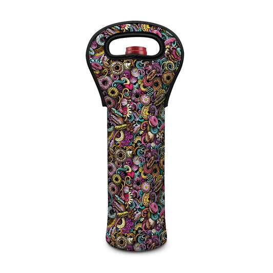 Graffiti Donut Pattern Print Single Neoprene Wine Tote