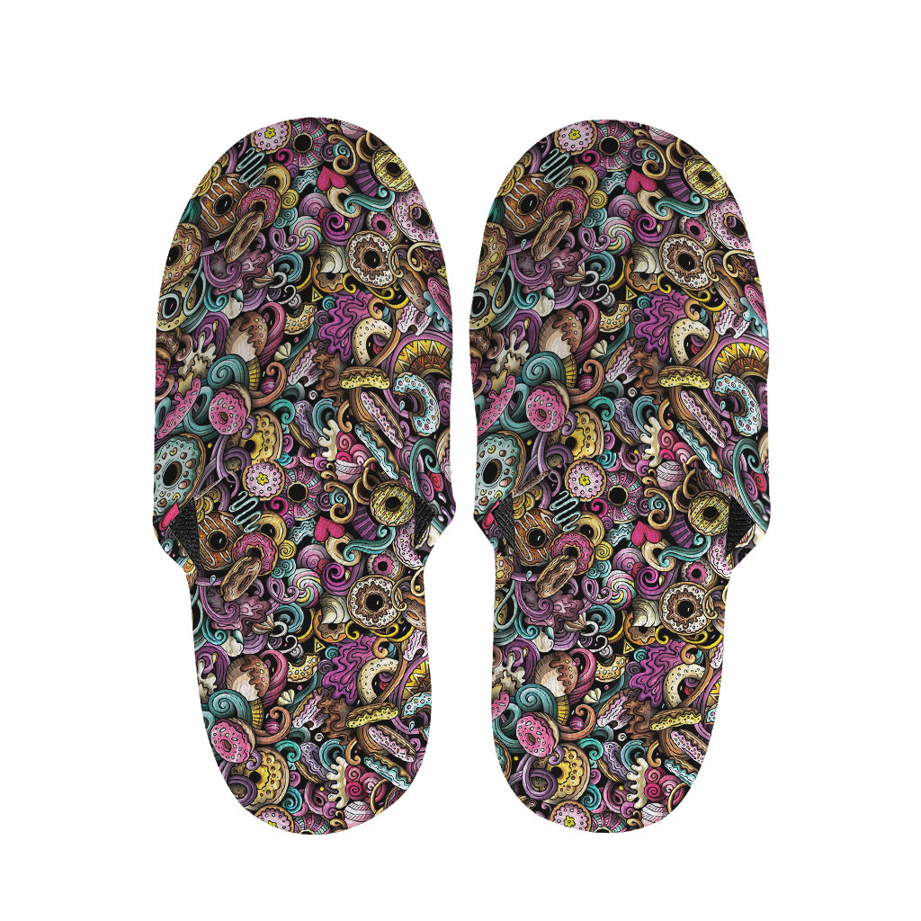 Graffiti Donut Pattern Print Slippers