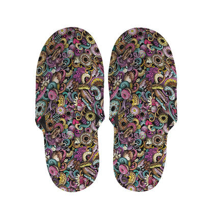 Graffiti Donut Pattern Print Slippers