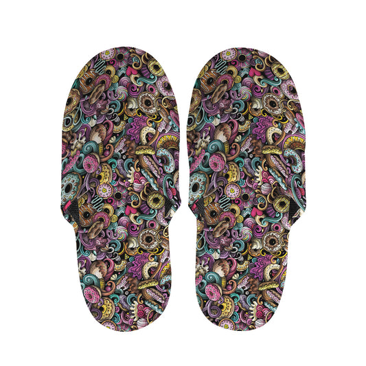 Graffiti Donut Pattern Print Slippers