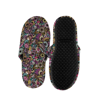 Graffiti Donut Pattern Print Slippers