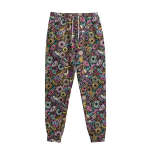 Graffiti Donut Pattern Print Sweatpants