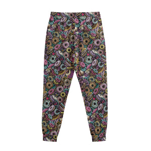 Graffiti Donut Pattern Print Sweatpants