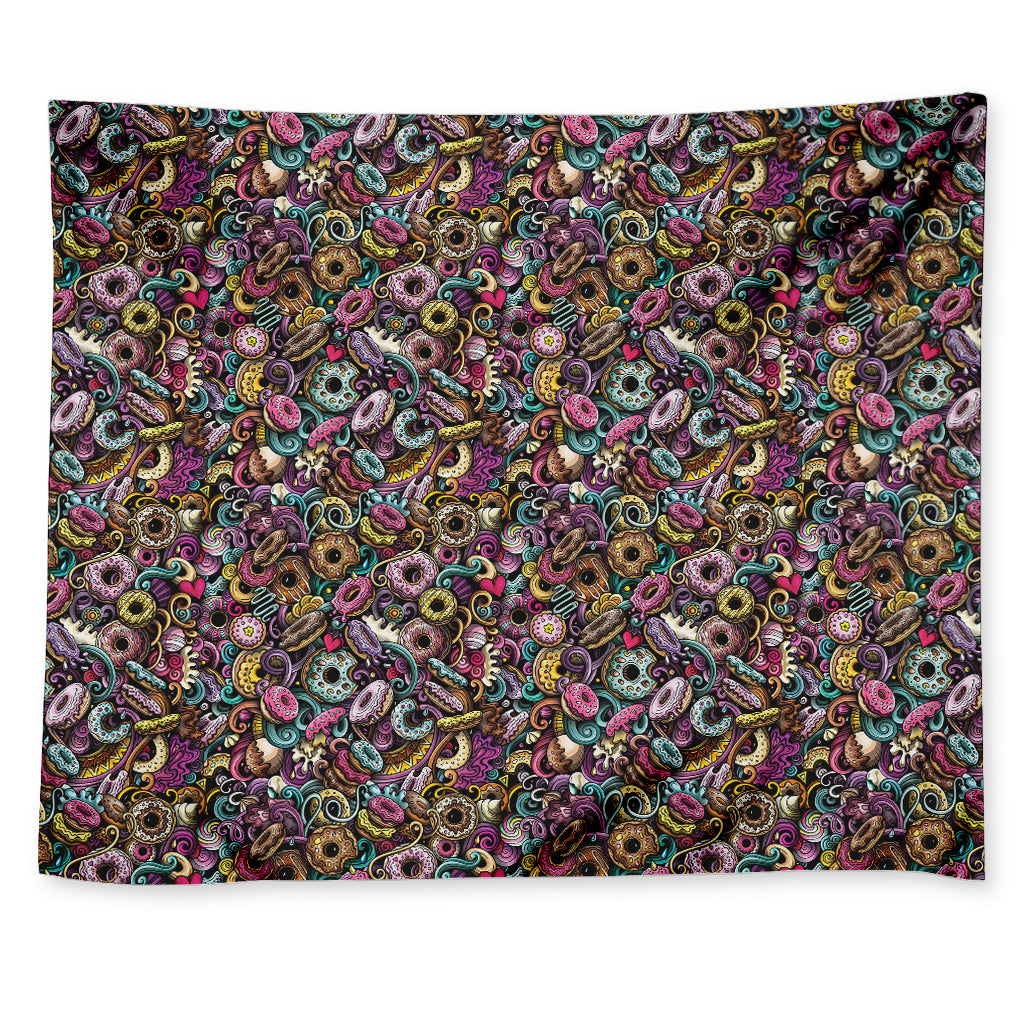 Graffiti Donut Pattern Print Tapestry