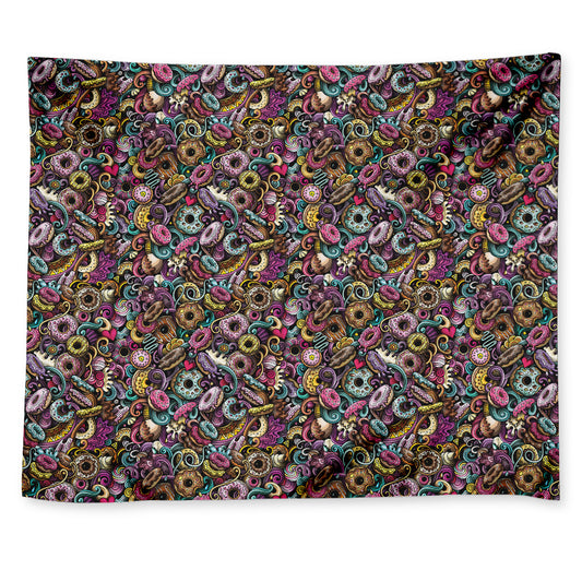 Graffiti Donut Pattern Print Tapestry