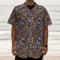 Graffiti Donut Pattern Print Textured Short Sleeve Shirt