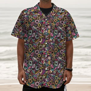 Graffiti Donut Pattern Print Textured Short Sleeve Shirt