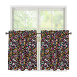 Graffiti Donut Pattern Print Tier Curtains