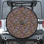 Graffiti Donut Pattern Print Tire Cover With Camera Hole