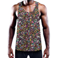 Graffiti Donut Pattern Print Men's Workout Tank Top