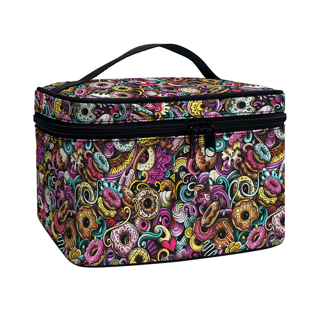 Graffiti Donut Pattern Print Travel Makeup Bag