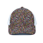 Graffiti Donut Pattern Print White Mesh Trucker Cap