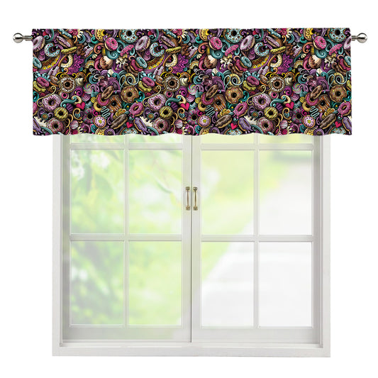 Graffiti Donut Pattern Print Window Valance