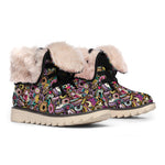 Graffiti Donut Pattern Print Winter Boots