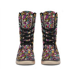 Graffiti Donut Pattern Print Winter Boots