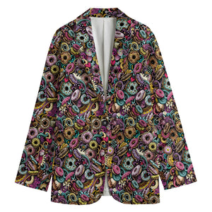 Graffiti Donut Pattern Print Women's Blazer