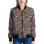 Graffiti Donut Pattern Print Women's Bomber Jacket